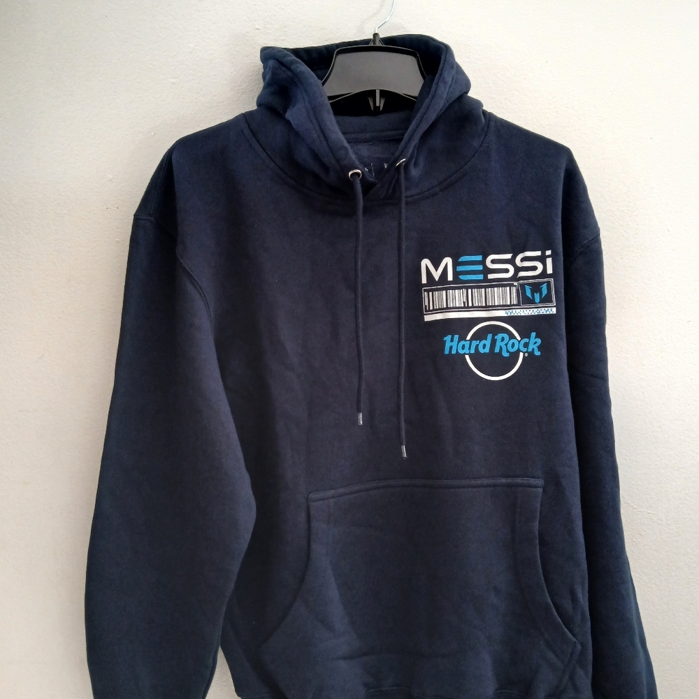 NEW Hard Rock Messi Adult SizeM Navy Men's Hoodie One Pocket